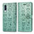 Funda de Cuero Cartera con Soporte Patron de Moda Carcasa S03D para Samsung Galaxy A70 Verde