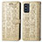 Funda de Cuero Cartera con Soporte Patron de Moda Carcasa S03D para Samsung Galaxy F52 5G Oro