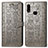 Funda de Cuero Cartera con Soporte Patron de Moda Carcasa S03D para Samsung Galaxy M01s Gris