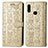 Funda de Cuero Cartera con Soporte Patron de Moda Carcasa S03D para Samsung Galaxy M01s Oro