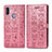 Funda de Cuero Cartera con Soporte Patron de Moda Carcasa S03D para Samsung Galaxy M11 Rosa