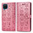 Funda de Cuero Cartera con Soporte Patron de Moda Carcasa S03D para Samsung Galaxy M12 Rosa