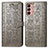 Funda de Cuero Cartera con Soporte Patron de Moda Carcasa S03D para Samsung Galaxy M13 4G Gris