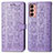 Funda de Cuero Cartera con Soporte Patron de Moda Carcasa S03D para Samsung Galaxy M13 4G Morado