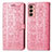 Funda de Cuero Cartera con Soporte Patron de Moda Carcasa S03D para Samsung Galaxy M13 4G Oro Rosa