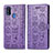 Funda de Cuero Cartera con Soporte Patron de Moda Carcasa S03D para Samsung Galaxy M21 Morado