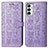 Funda de Cuero Cartera con Soporte Patron de Moda Carcasa S03D para Samsung Galaxy M23 5G Morado