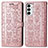 Funda de Cuero Cartera con Soporte Patron de Moda Carcasa S03D para Samsung Galaxy M23 5G Oro Rosa