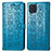 Funda de Cuero Cartera con Soporte Patron de Moda Carcasa S03D para Samsung Galaxy M32 4G Azul