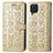 Funda de Cuero Cartera con Soporte Patron de Moda Carcasa S03D para Samsung Galaxy M32 4G Oro