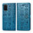 Funda de Cuero Cartera con Soporte Patron de Moda Carcasa S03D para Samsung Galaxy S20 Plus 5G Azul