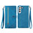 Funda de Cuero Cartera con Soporte Patron de Moda Carcasa S03D para Samsung Galaxy S21 5G Azul