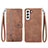 Funda de Cuero Cartera con Soporte Patron de Moda Carcasa S03D para Samsung Galaxy S21 5G Marron