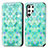 Funda de Cuero Cartera con Soporte Patron de Moda Carcasa S03D para Samsung Galaxy S22 Ultra 5G Verde