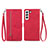 Funda de Cuero Cartera con Soporte Patron de Moda Carcasa S03D para Samsung Galaxy S23 5G Rojo