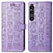 Funda de Cuero Cartera con Soporte Patron de Moda Carcasa S03D para Sony Xperia 1 V Morado