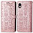 Funda de Cuero Cartera con Soporte Patron de Moda Carcasa S03D para Sony Xperia Ace III SOG08 Oro Rosa