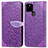 Funda de Cuero Cartera con Soporte Patron de Moda Carcasa S04D para Google Pixel 5a 5G Morado