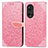 Funda de Cuero Cartera con Soporte Patron de Moda Carcasa S04D para Huawei Honor 50 5G Oro Rosa