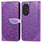 Funda de Cuero Cartera con Soporte Patron de Moda Carcasa S04D para Huawei Honor 50 SE 5G Morado