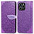 Funda de Cuero Cartera con Soporte Patron de Moda Carcasa S04D para Huawei Honor 60 SE 5G Morado