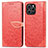 Funda de Cuero Cartera con Soporte Patron de Moda Carcasa S04D para Huawei Honor 60 SE 5G Rojo