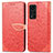 Funda de Cuero Cartera con Soporte Patron de Moda Carcasa S04D para Huawei Honor V40 5G Rojo