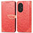 Funda de Cuero Cartera con Soporte Patron de Moda Carcasa S04D para Huawei Nova 9 SE Rojo