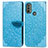 Funda de Cuero Cartera con Soporte Patron de Moda Carcasa S04D para Motorola Moto E20 Azul