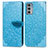 Funda de Cuero Cartera con Soporte Patron de Moda Carcasa S04D para Motorola Moto Edge 20 5G Azul