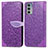 Funda de Cuero Cartera con Soporte Patron de Moda Carcasa S04D para Motorola Moto Edge 20 5G Morado