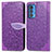 Funda de Cuero Cartera con Soporte Patron de Moda Carcasa S04D para Motorola Moto Edge 20 Pro 5G Morado