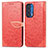 Funda de Cuero Cartera con Soporte Patron de Moda Carcasa S04D para Motorola Moto Edge (2021) 5G Rojo