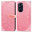 Funda de Cuero Cartera con Soporte Patron de Moda Carcasa S04D para Motorola Moto Edge 30 Pro 5G Oro Rosa