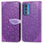 Funda de Cuero Cartera con Soporte Patron de Moda Carcasa S04D para Motorola Moto Edge S Pro 5G Morado