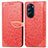 Funda de Cuero Cartera con Soporte Patron de Moda Carcasa S04D para Motorola Moto Edge X30 5G Rojo