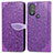 Funda de Cuero Cartera con Soporte Patron de Moda Carcasa S04D para Motorola Moto G Play (2023) Morado