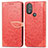 Funda de Cuero Cartera con Soporte Patron de Moda Carcasa S04D para Motorola Moto G Play (2023) Rojo