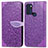 Funda de Cuero Cartera con Soporte Patron de Moda Carcasa S04D para Motorola Moto G60s Morado