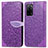 Funda de Cuero Cartera con Soporte Patron de Moda Carcasa S04D para Oppo A55 5G Morado