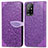 Funda de Cuero Cartera con Soporte Patron de Moda Carcasa S04D para Oppo A95 5G Morado