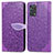 Funda de Cuero Cartera con Soporte Patron de Moda Carcasa S04D para Oppo Reno6 Lite Morado