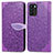 Funda de Cuero Cartera con Soporte Patron de Moda Carcasa S04D para Oppo Reno6 Z 5G Morado