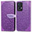 Funda de Cuero Cartera con Soporte Patron de Moda Carcasa S04D para Oppo Reno7 Pro 5G Morado