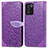 Funda de Cuero Cartera con Soporte Patron de Moda Carcasa S04D para Realme 9 SE 5G Morado