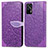 Funda de Cuero Cartera con Soporte Patron de Moda Carcasa S04D para Realme GT 5G Morado