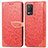 Funda de Cuero Cartera con Soporte Patron de Moda Carcasa S04D para Realme Q3i 5G Rojo