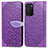 Funda de Cuero Cartera con Soporte Patron de Moda Carcasa S04D para Samsung Galaxy A02s Morado