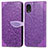 Funda de Cuero Cartera con Soporte Patron de Moda Carcasa S04D para Samsung Galaxy A03 Core Morado