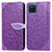 Funda de Cuero Cartera con Soporte Patron de Moda Carcasa S04D para Samsung Galaxy A22 4G Morado